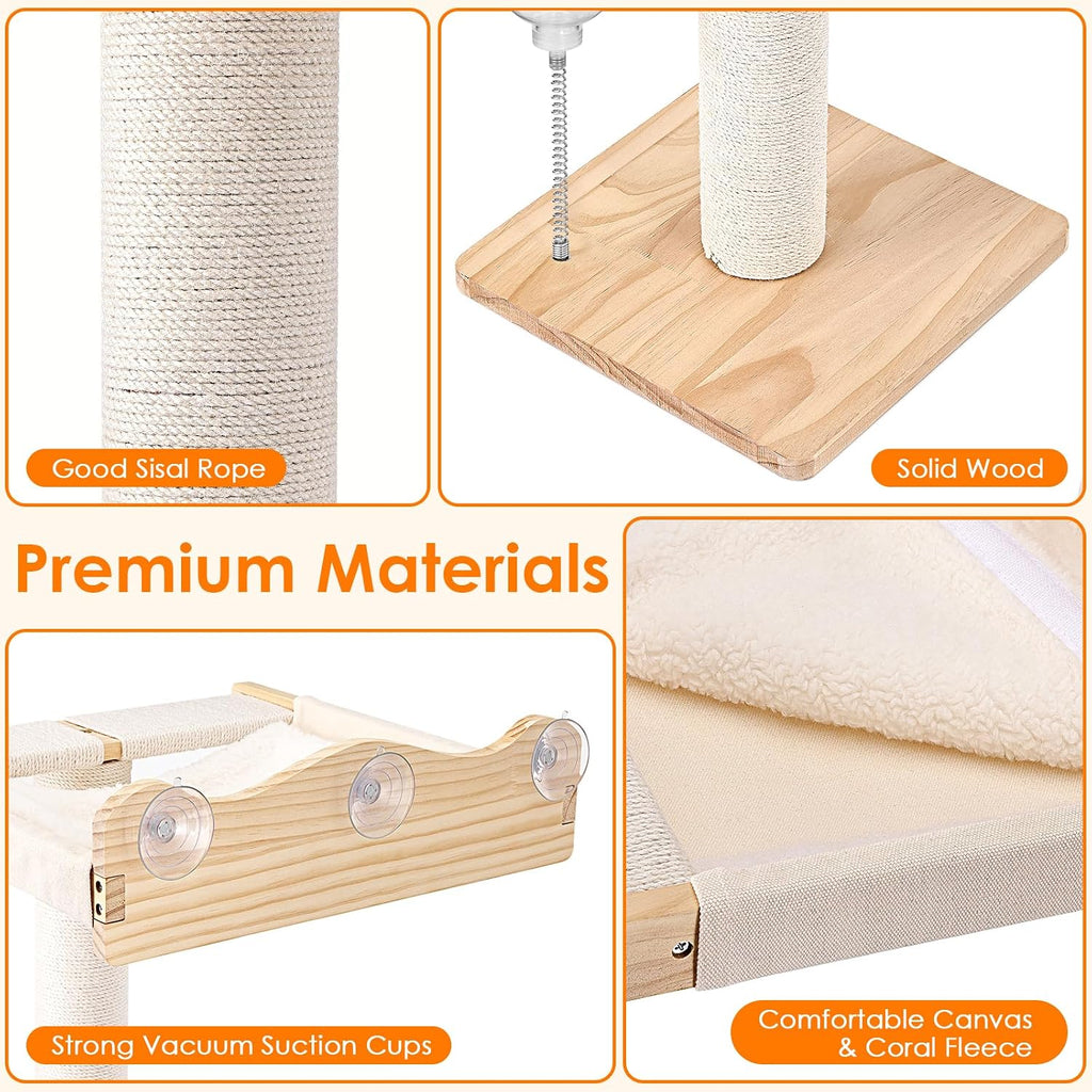 Keaber 44in Cat Scratching Post with Window Perch, Sisal Rope and Cozy Pad