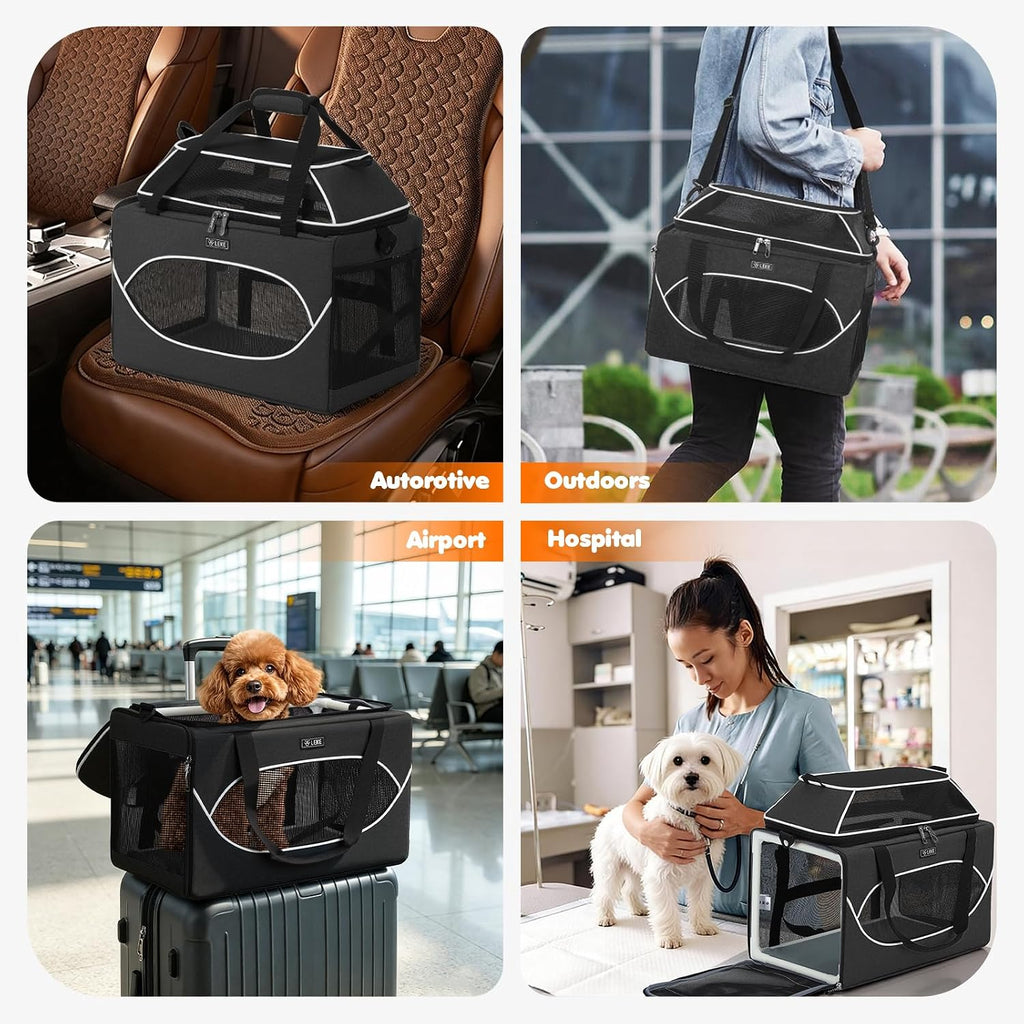 Lekereise Top-Expandable Pet Carrier 18x11x11 Inch Airline Approved Travel