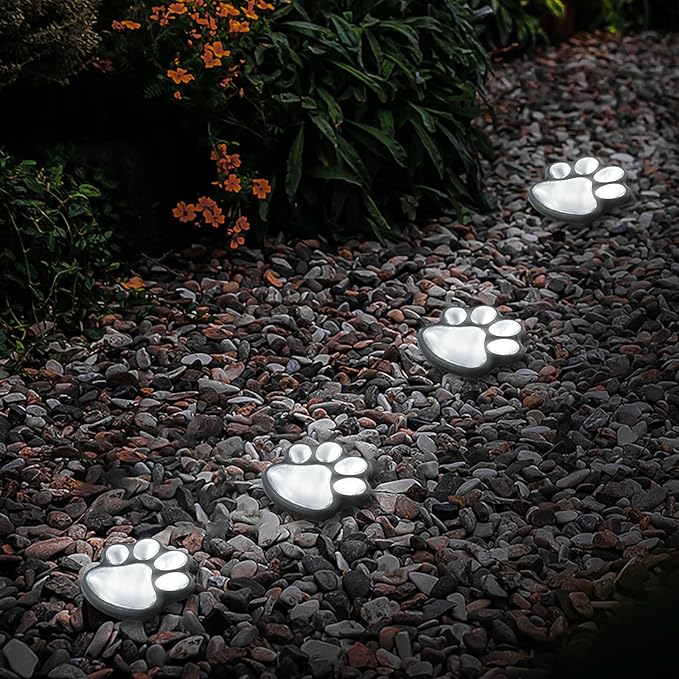 Animal Paw Print Solar Lights Outdoor Garden Decor, 8 Pack Paw Print Lights - Image 7