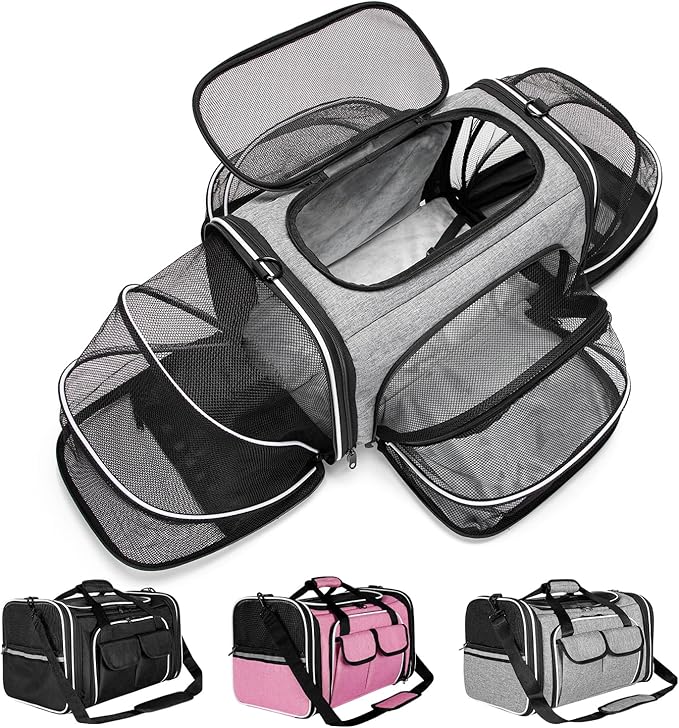 Estarer Soft Sided Pet Carrier Airline Approved, 4 Sides Expandable Collapsible by ESTARER
