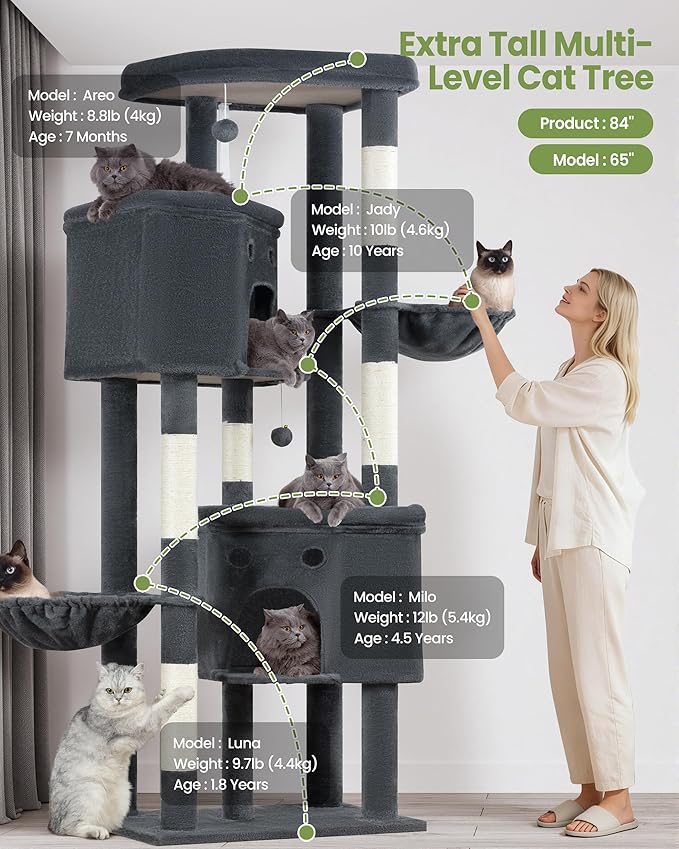 Extra Large Cat Tree, 84 Inch XXL Giant Cat Tower - Image 7