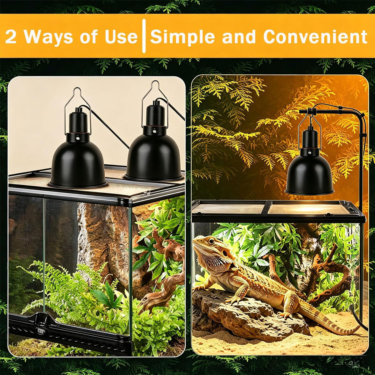 2-Packs Reptile Light Fixture, 5.5 Inch Deep Dome Lampshade