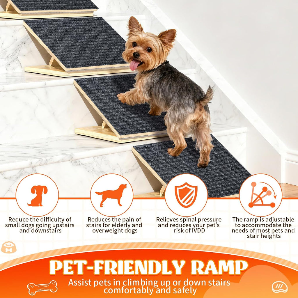 6 Pack Dog Ramps for Stairs, Adjustable Stair ramp for Dogs Pet Ramp