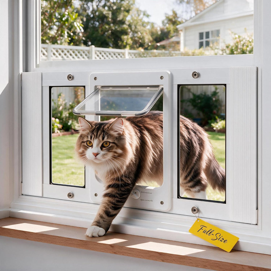 Compact Cat Door for Window, H: 13", Fit 32"-36" Window