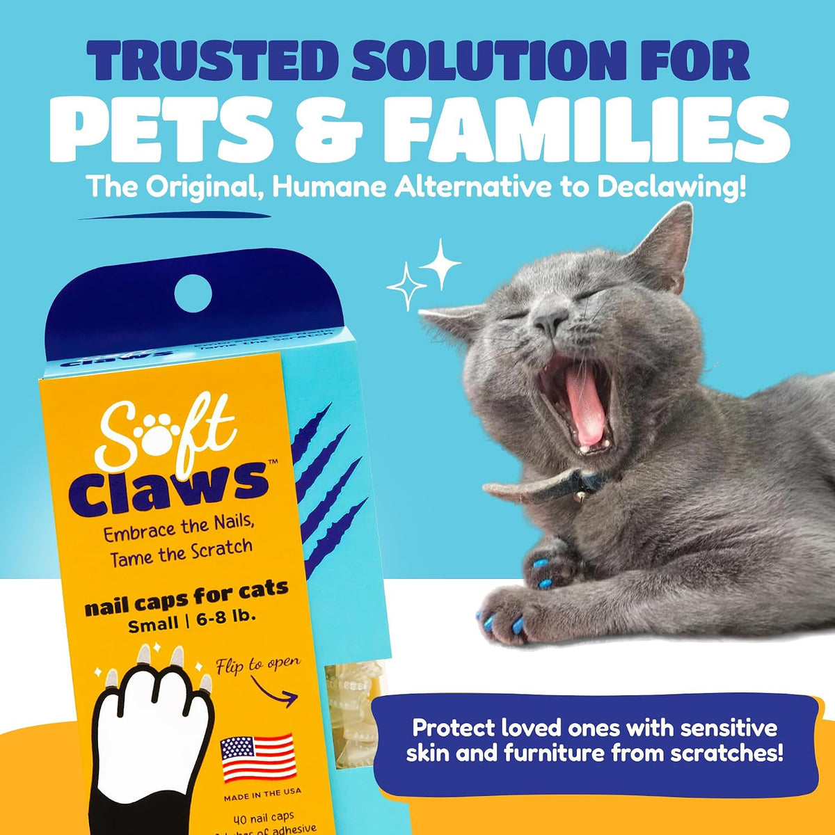 Soft Claws Nail Caps for Small Cats, 40 Caps, Red