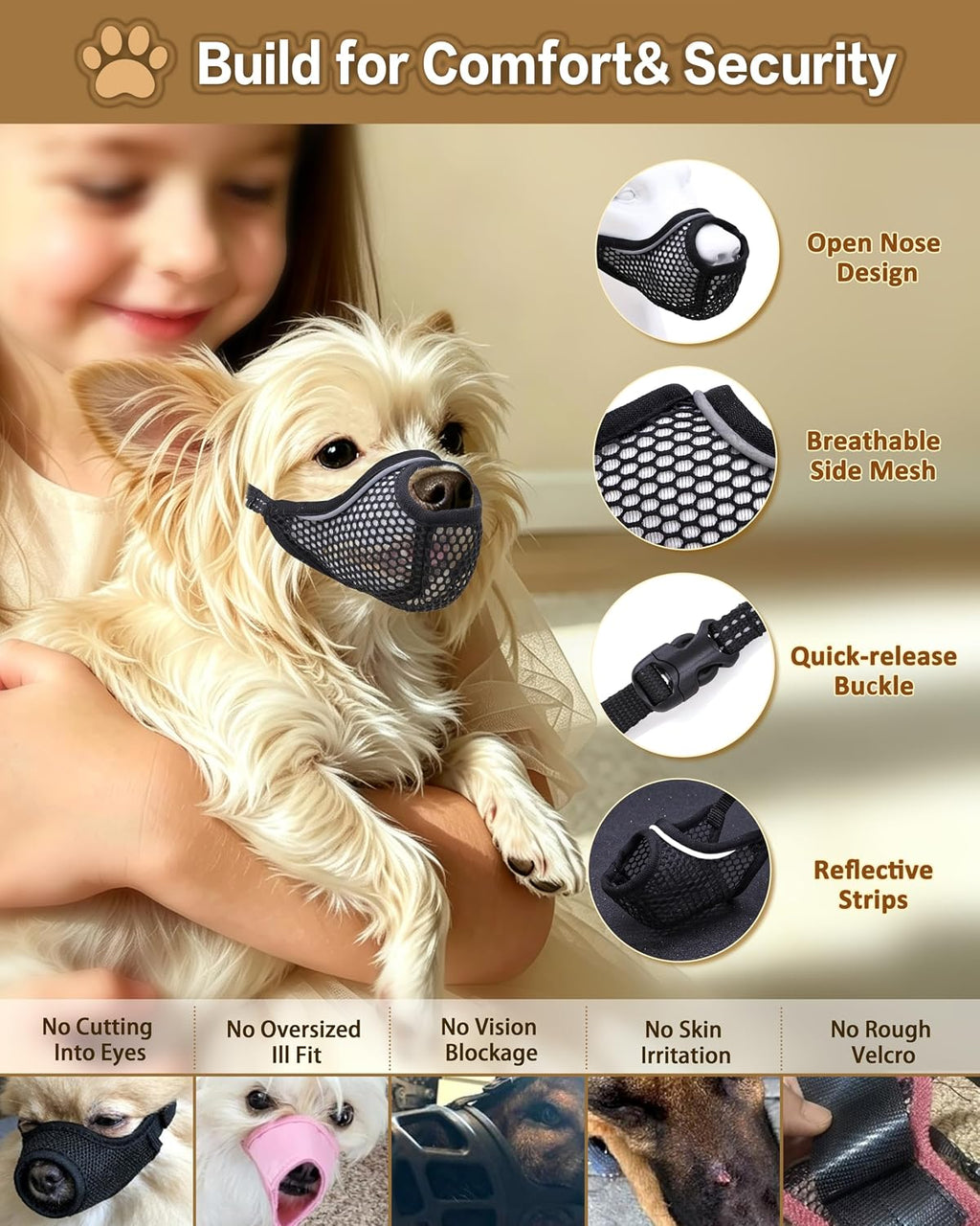 Basket Muzzle for Small Dogs Short Snout Anti-Scavenging No Bite