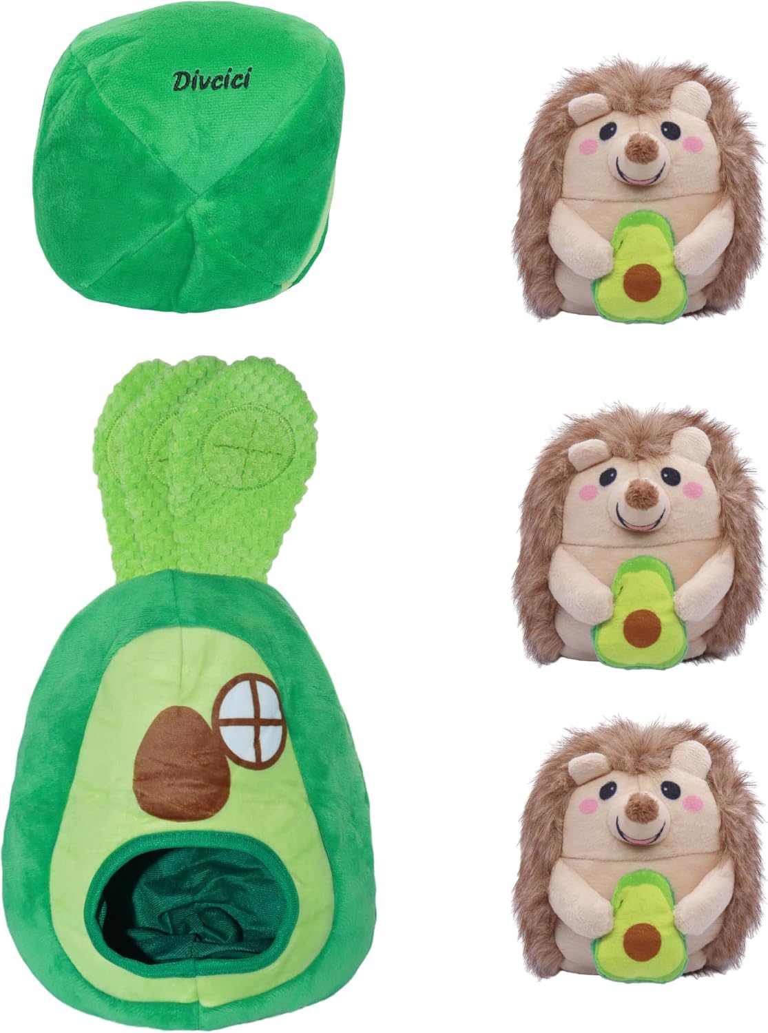 Avocado Hedgehog Hide&Seek Dog Toy, Washable Plush Toy for All Dogs