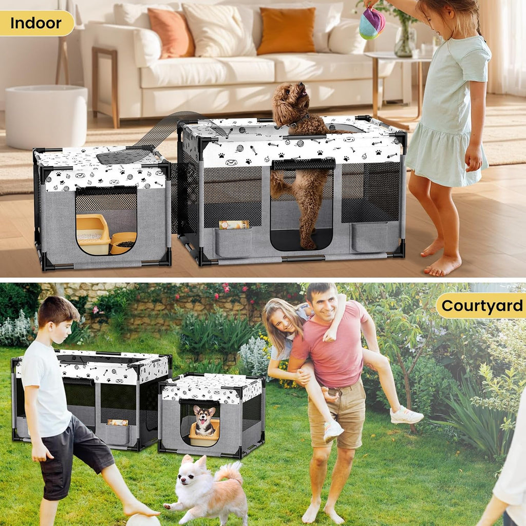PVC Pipe Cat Kitten Dog Playpen Indoor with Litter Box Area Portable