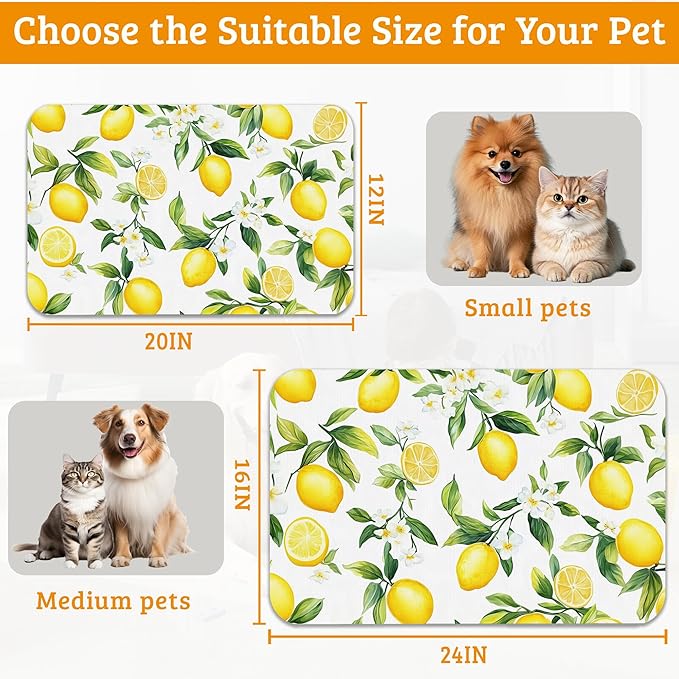 Lemon Feeding Mat, Non-Slip Rubber Backing Mat, Cat Dog Accessories Supplies - Image 6