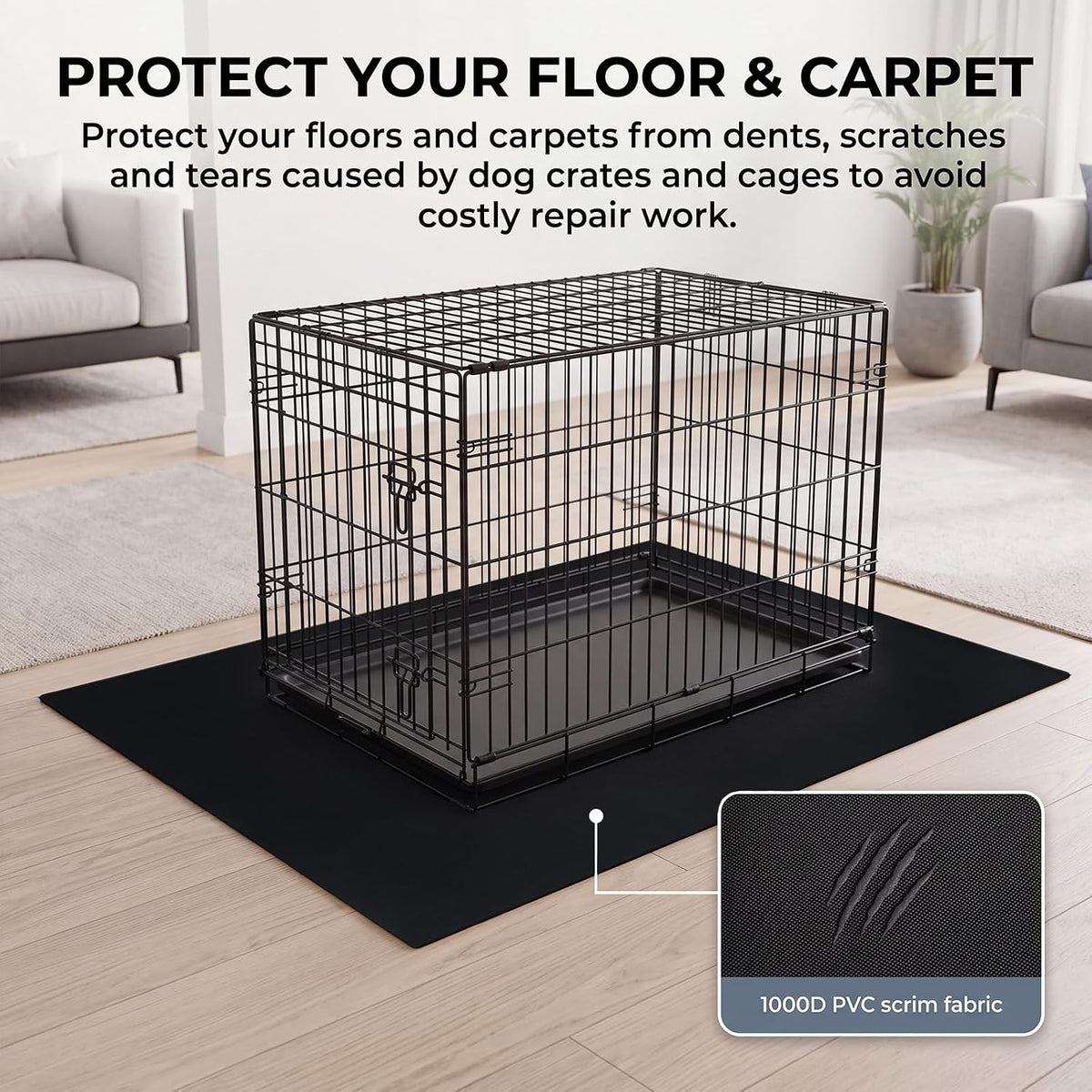 Dog Crate Floor Protector Mat Waterproof PVC Kennel Mat 46" x 60"