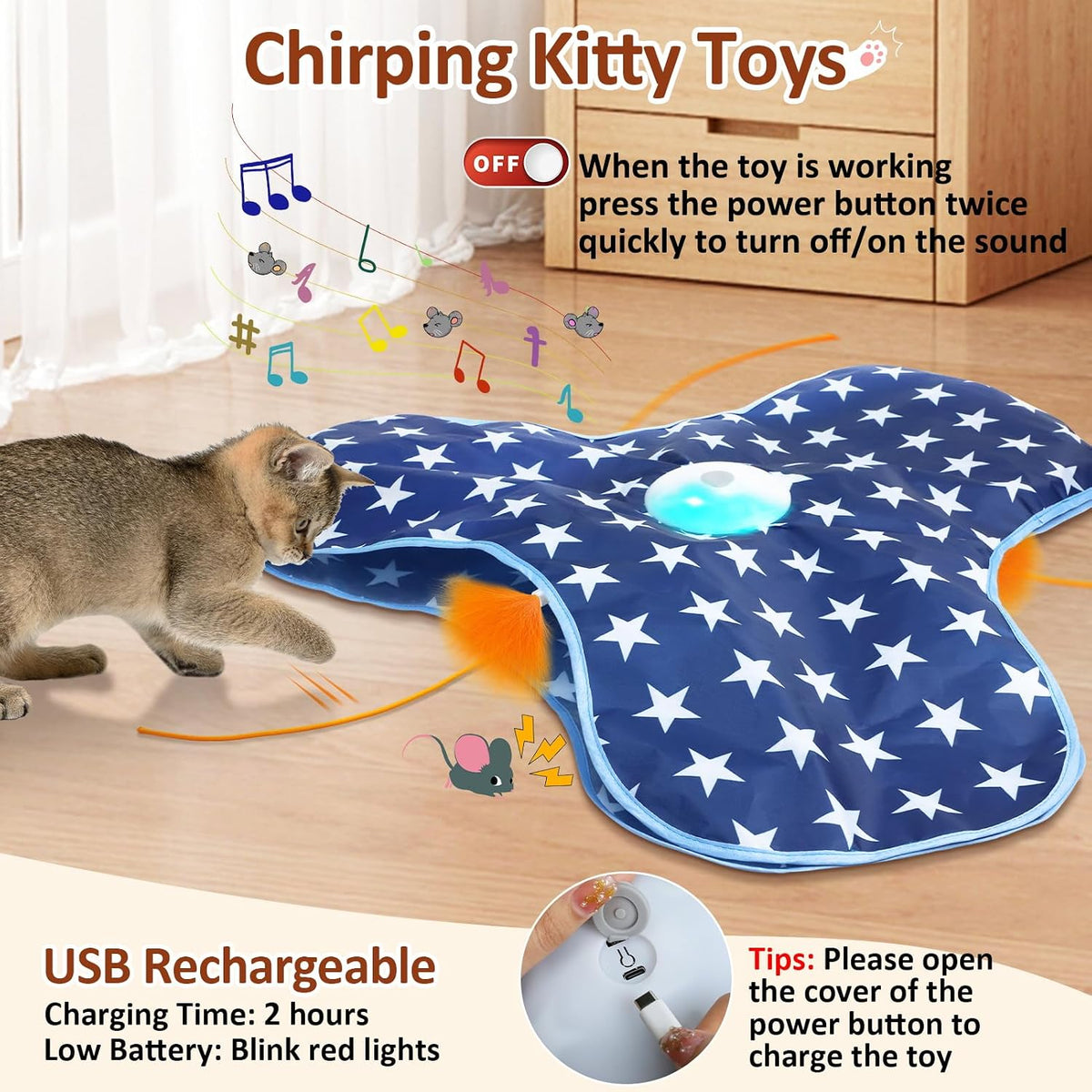 Sofolor Interactive Cat Toy Rechargeable, Cat Exercise Toys for Indoor Cats