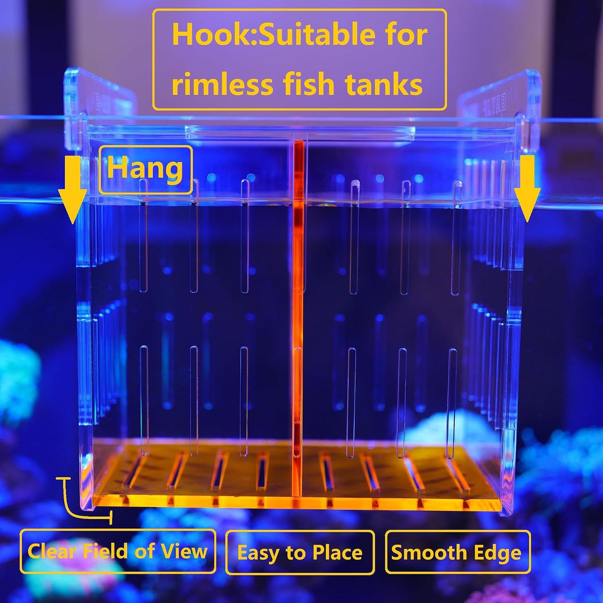 Acrylic Acclimation Box for Saltwater Fish and Reef Coral Quarantine Isolation Box for Aquarium Fish Hydroponic Plant External Breeding Box
