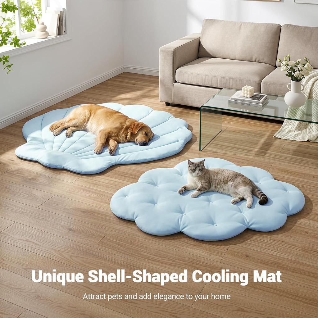 Q-Max>0.5 Dog Cooling Mat (Cool&Warm), 47''×35'', L, Cloud Sky Blue