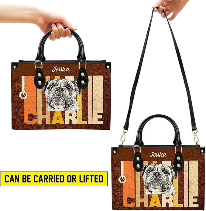 Personalized Pet Mom Leather Handbag – Custom Name Dog Cat Photo Purse - Image 5