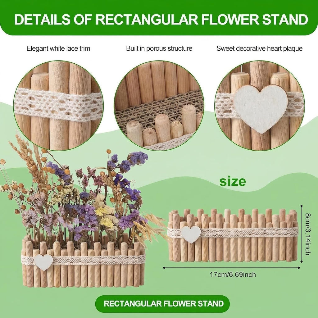 Hamster Cage Sprays Flower Foraging Holder - Natural Wood Feeding Stand, Small Pet Habitat Accessories for Hamsters Mouse Guinea Pig Dwarf Gerbils Syrian Mice (Lace - Rectangle)