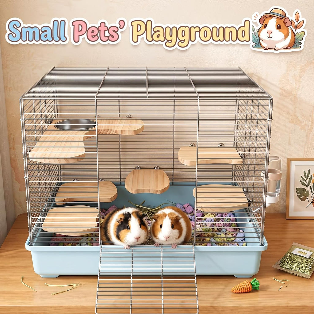 Hacaroa 7 Pcs Chinchilla Cage Accessories, Hamster Ledges with Food Bowl