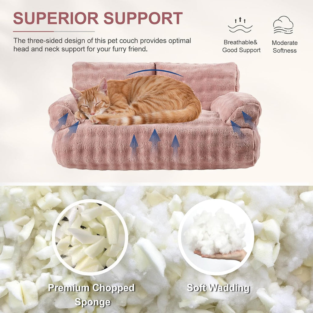 Cat Couch Bed, Cute Pet Sofa for Indoor Cats, 26"x15", Dusty Pink