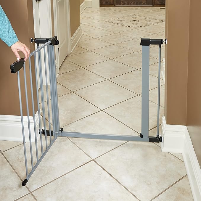 MidWest Homes for Pets 29-Inch High Walk-thru Pressure Mounted Gray Steel Dog - Image 5