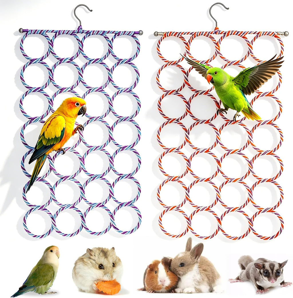 3 Pack Swing Hanging Toys,Bird Climbing Rope Net Ladders Small Medium Pet Activity Toy Suitable for Parakeet,Cockatiel,Cockatoo,Hamster,Rat,Ferret(Random Color)