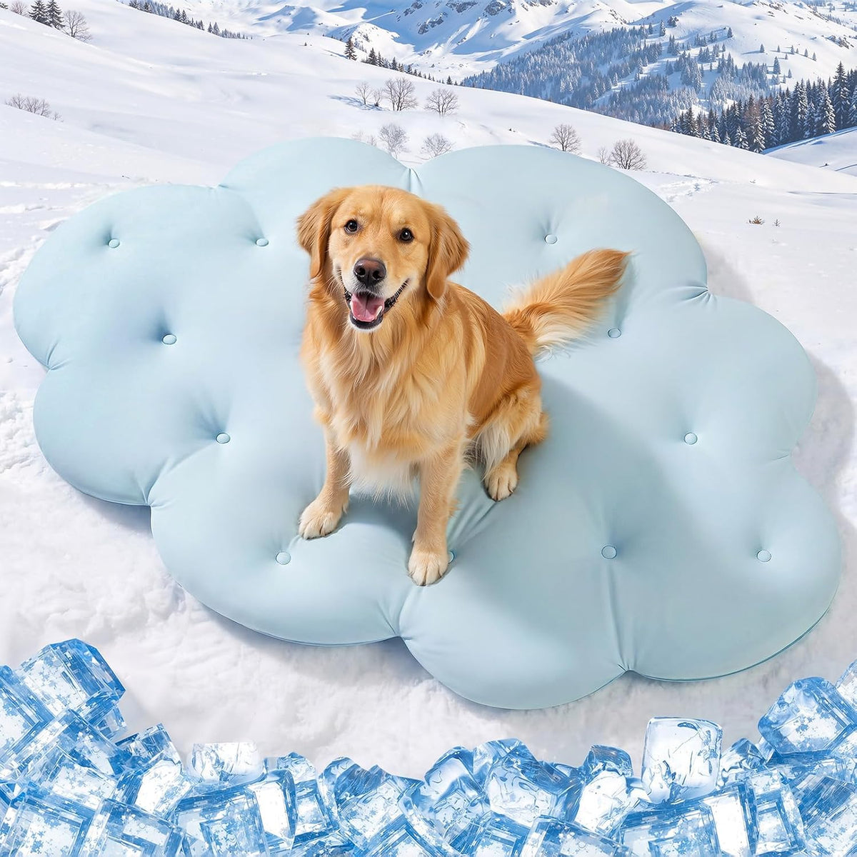 Q-Max>0.5 Dog Cooling Mat (Cool&Warm), 47''×35'', L, Cloud Sky Blue