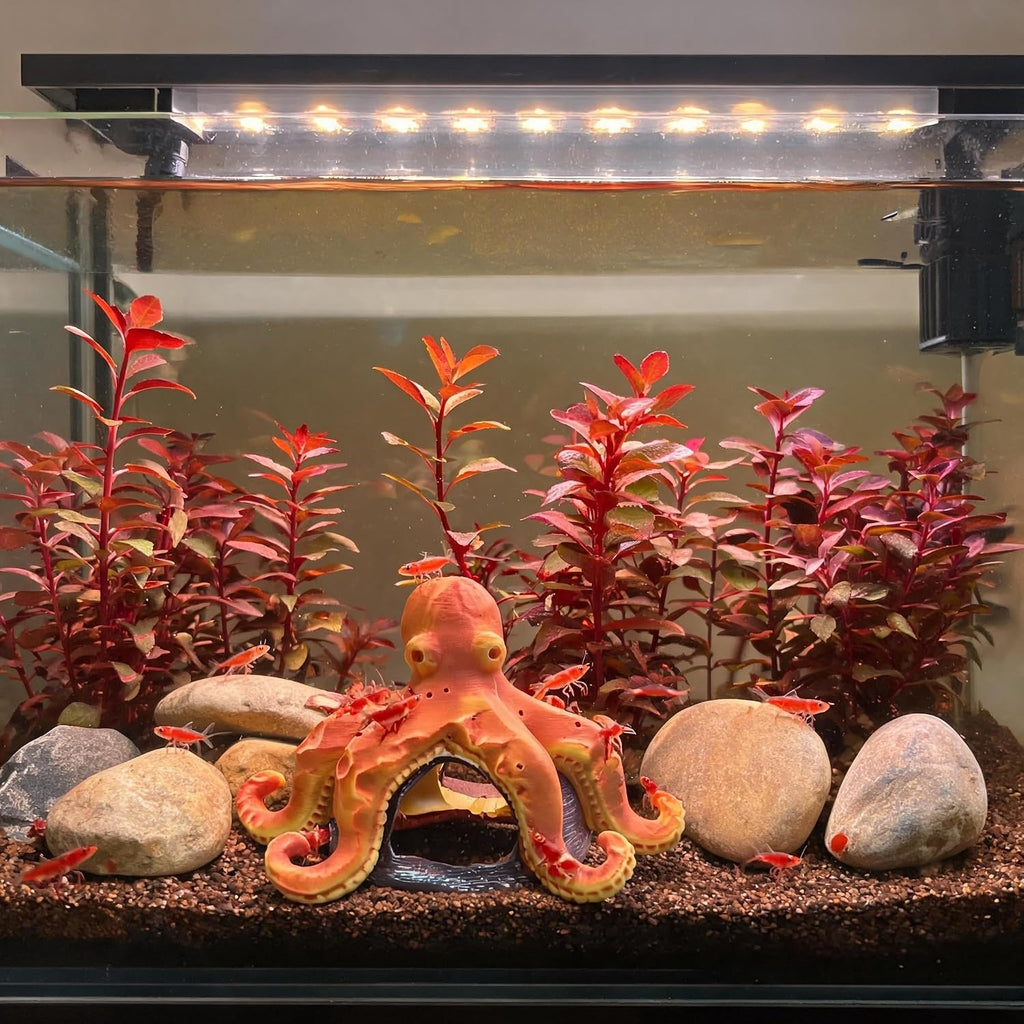 Resin Octopus Aquarium Decor, Fish Tank Hideout Cave for Betta Fish Shrimp