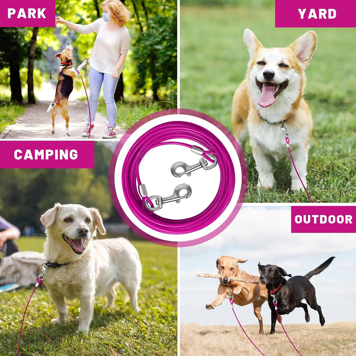 Dog Tie Out Cable, Dog Runner Cable