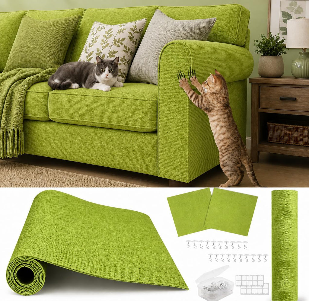 4Pack Cat Scratch Furniture Protector, Self-Adhesive, Light Gray