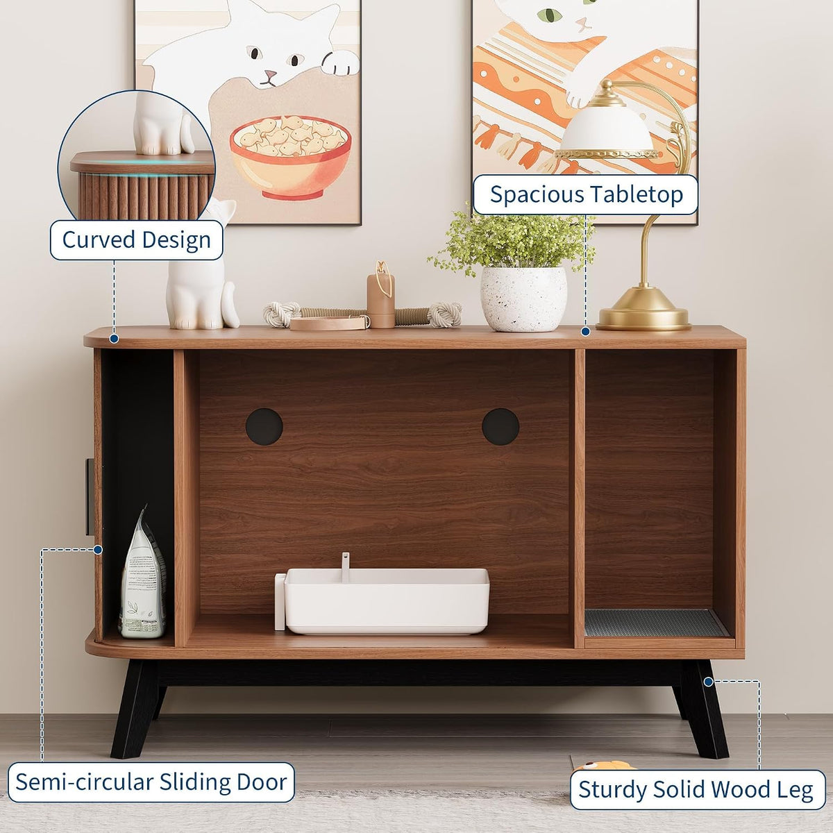 Garvee Cat Litter Box Furniture, 39" Hidden Litter Box Furniture