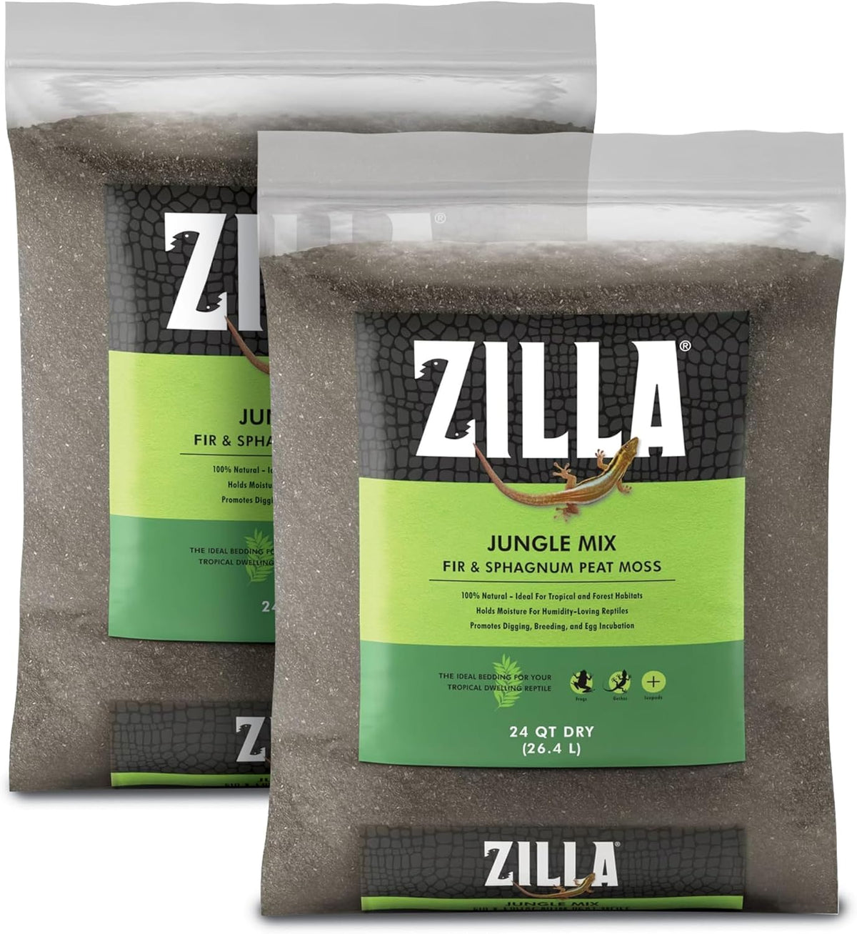 Zilla Jungle Mix Reptile Terrarium Substrate, 24 Quart, 2 Pack