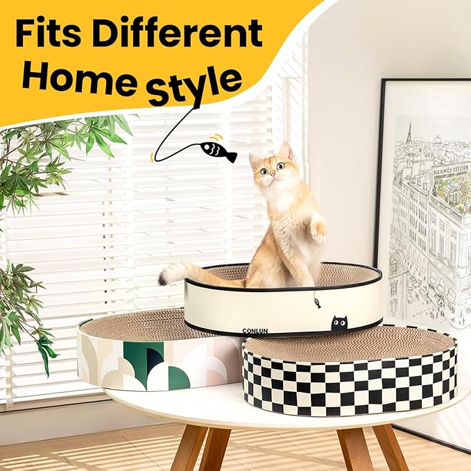 Large Oval Cat Scratcher Bowl, Cardboard Cat Scratching Pad & Lounge Bed - Image 8