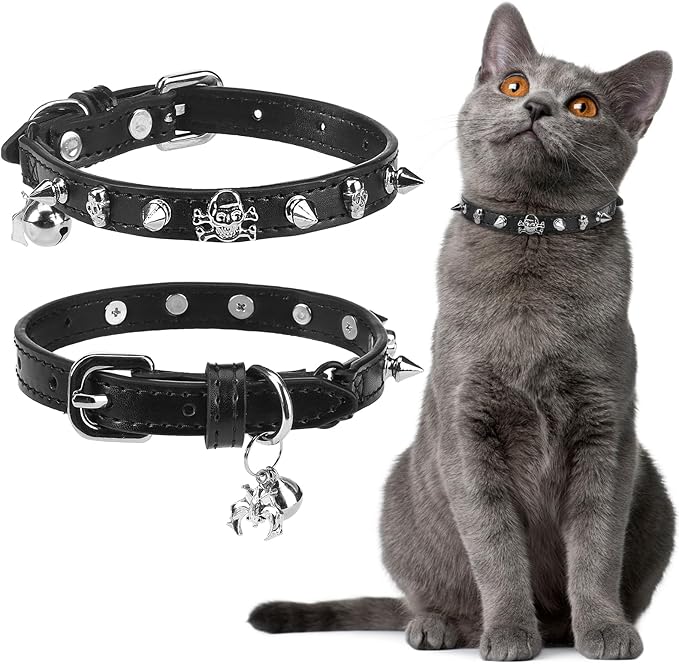 EXPAWLORER Cat Collar for Girl Boy Cats- Adjustable Leather Pet Collar by EXPAWLORER