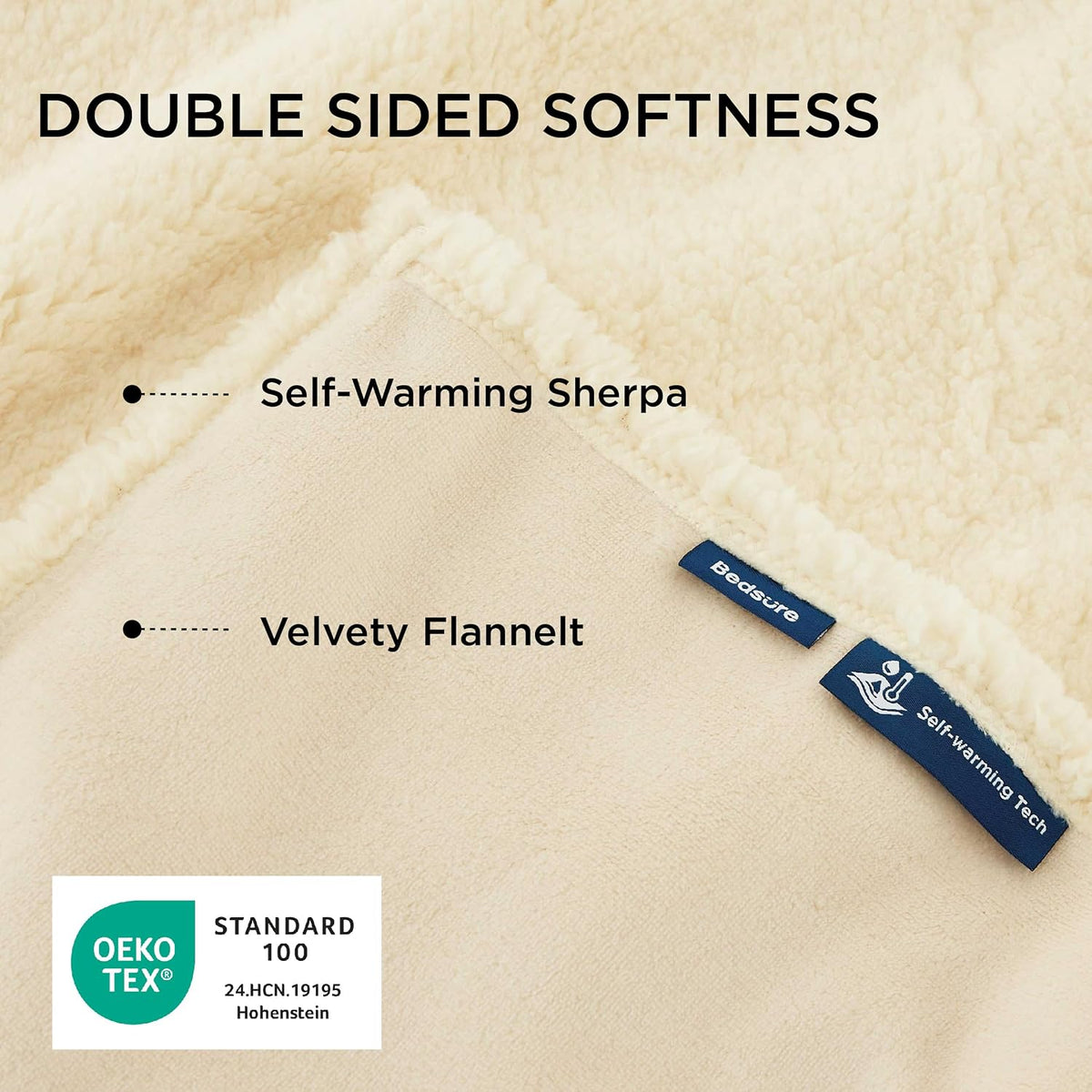 Bedsure Self Warming Dog Blankets for Small Dogs Waterproof - 25"X35" White