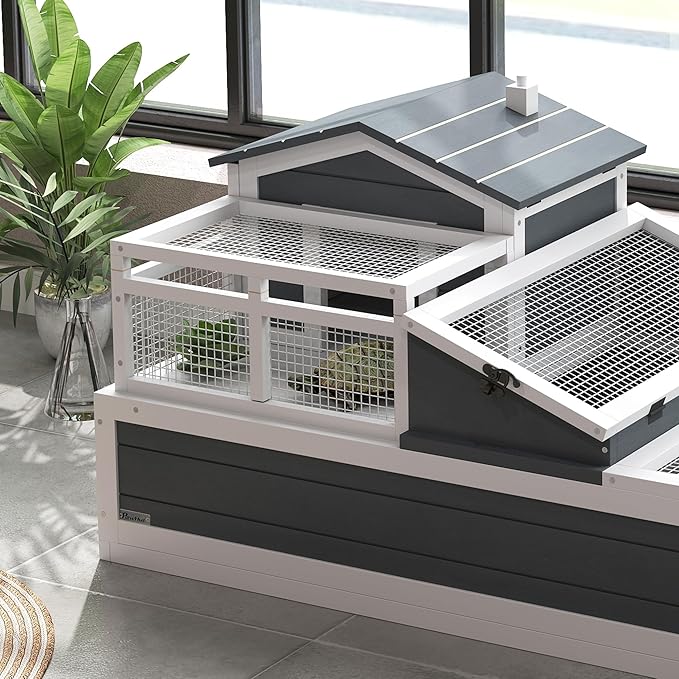 PawHut 3- Room Tortoise House Habitat - Image 9
