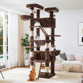 Allewie 81 Inches Tall Cat Tree/Multi-Level Large Climbing Tree House and Towers for Big Feline/Condo and Hammock/Scratching Post/Wide Base/Leopard Print