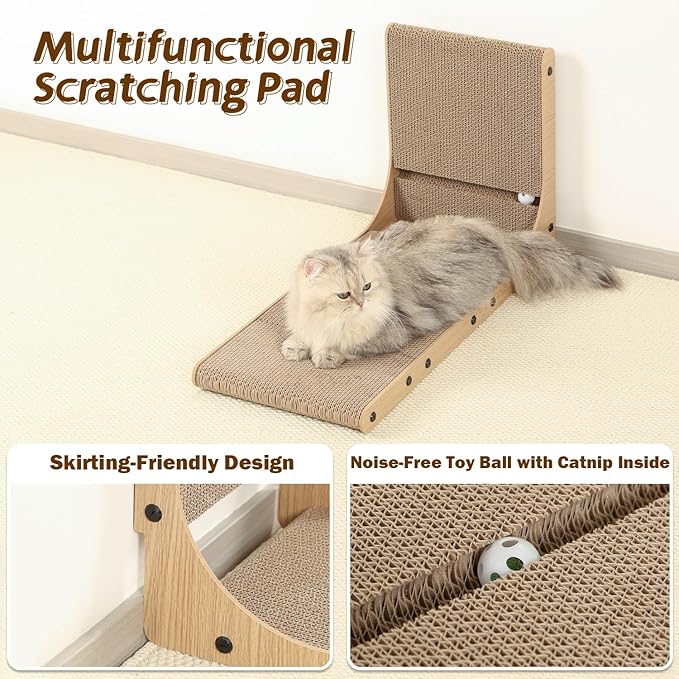 Zakkart 2-Pack Cat Scratching Board, 25.6'' Tall Cardboard L Shape Vertical Cat - Image 5