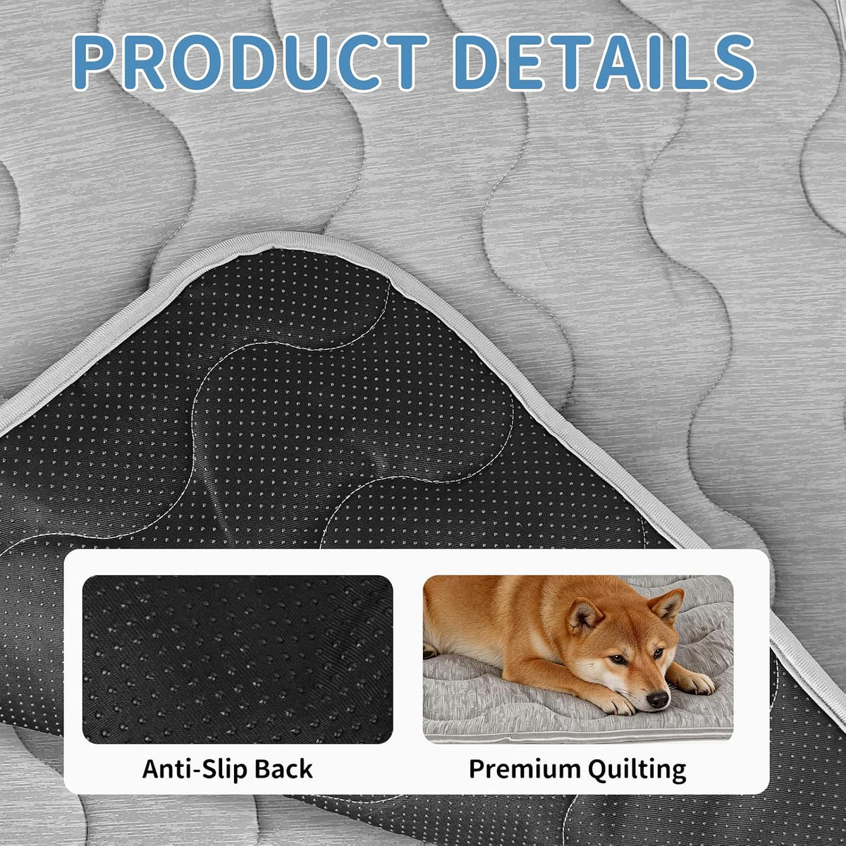 Extra Large Dog Cooling Mat,39.4''*27.6'' Washable Cooling Pet Pad, Q-MAX>0.45,XL Portable Kennel Puppy Bed for Summer,Non Slip Sleeping Blanket Pet Pads (Grey,100L x 70W cm)