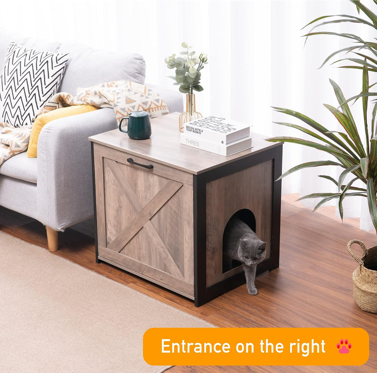 Dwanton Cat Litter Box Enclosure, Hidden Litter Box Furniture, 23.6 Inches