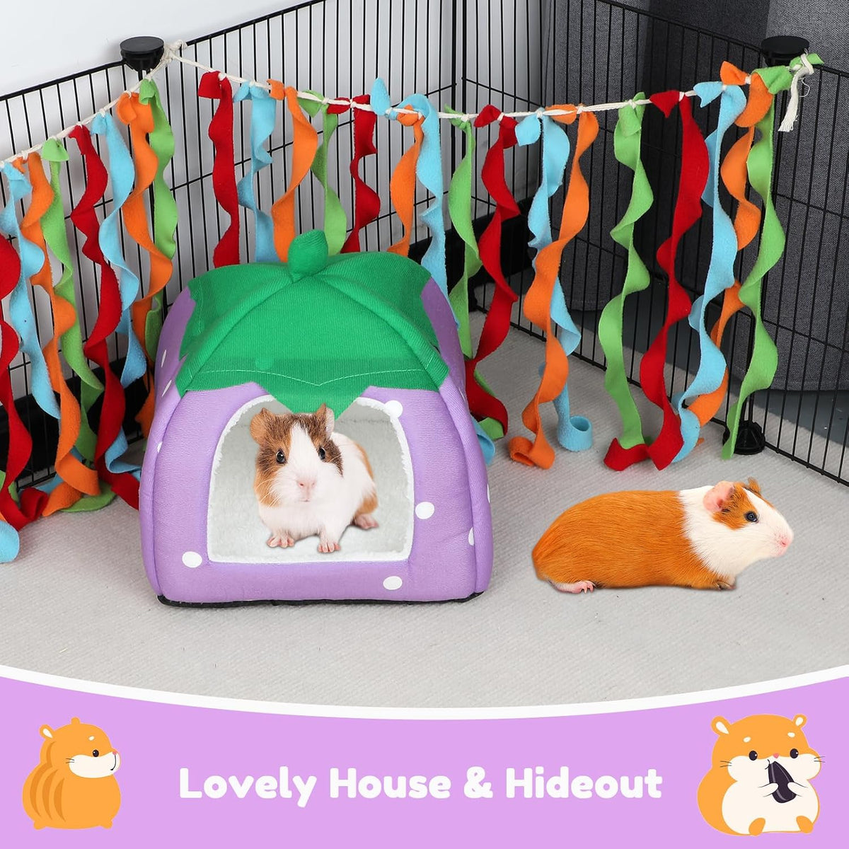 BWOGUE Guinea Pig Bed Hideout, Washable Hamster Cave for Small Animals