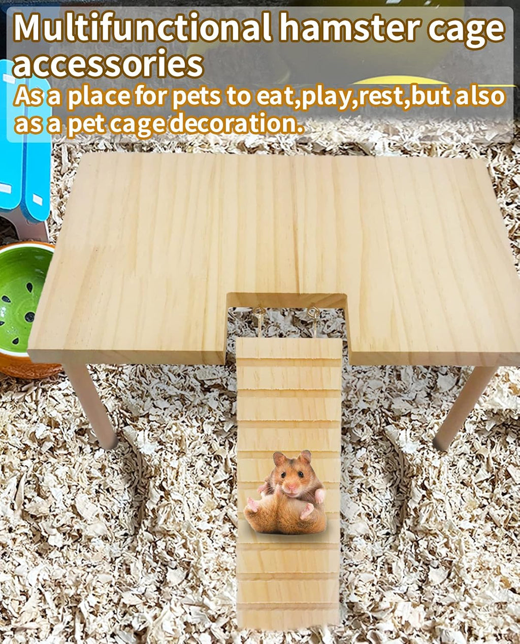 BNOSDM Hamster Platform with Ladder Large Wooden Gerbil Climb Table