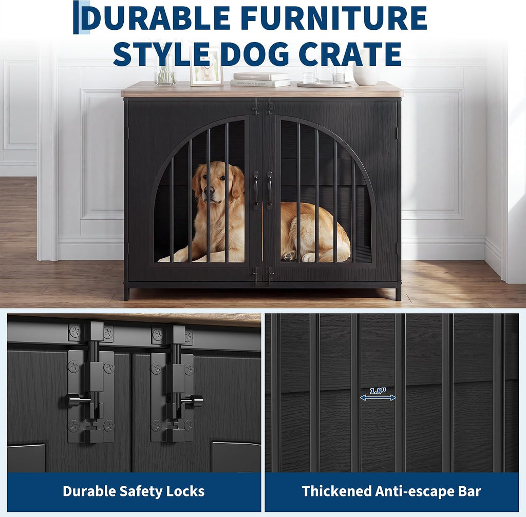 Garvee 42.5" Dog Crate Furniture for Medium & Large Dogs, Lockable Door