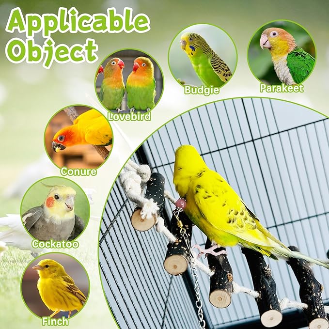 BNOSDM Wooden Bird Ladders Parrot Bridge Rope Ladder Bird Toy Pet Climbing - Image 7