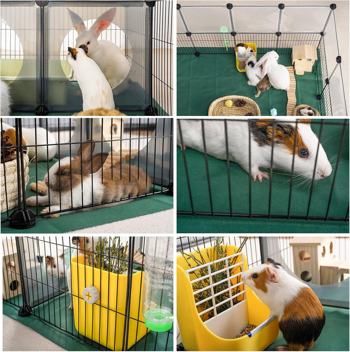 DINMO 36 Panels Bunny Playpen, Oxford Mat & Game Holes, Expandable Fence