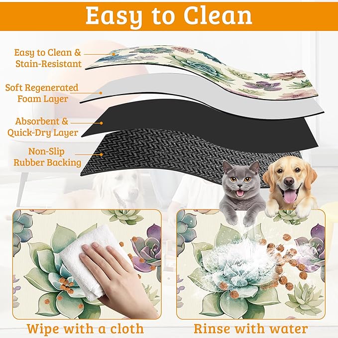 Dog Bowl Mat, Cactus Pet Feeding Mat - Image 5