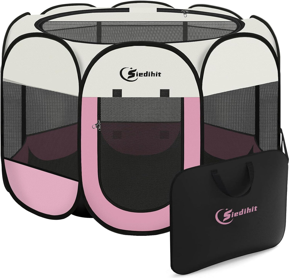 Sieidihit Dog Cat Playpen Tent Crate Cage With Blanket, Small Grey