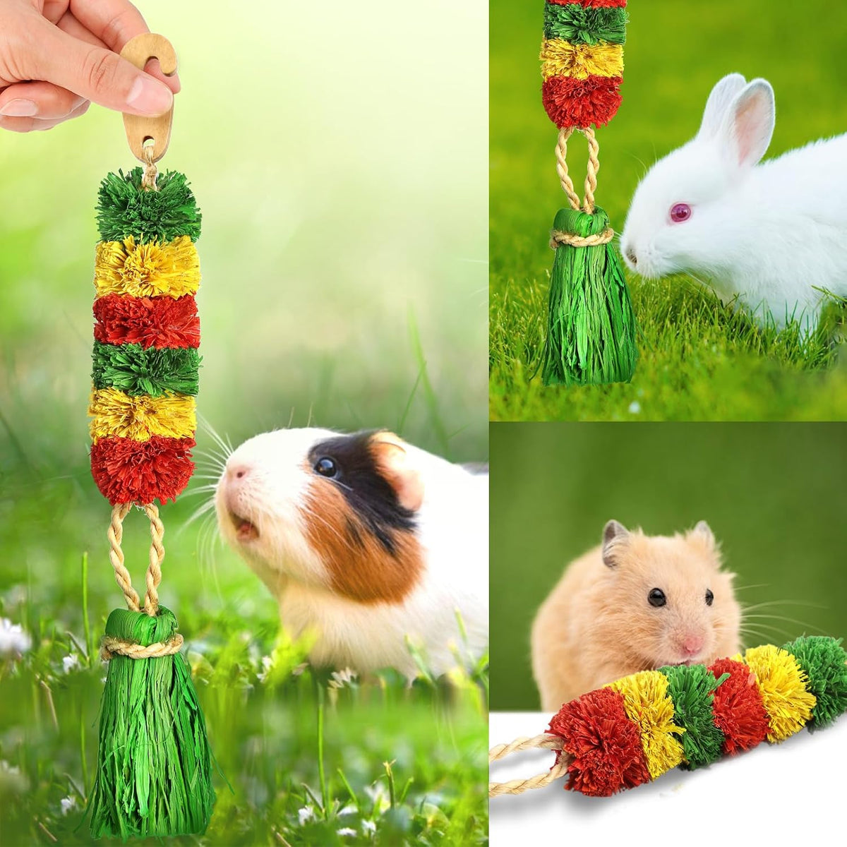 Abizoo Bunny Hanging Toy, Rabbit Cage Decoration for Small Animals Cage