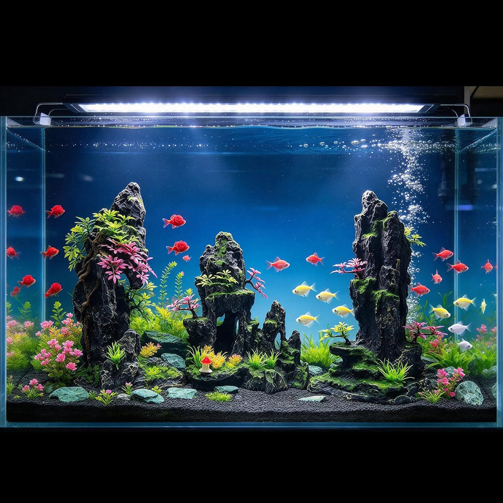 Large Fish Tank Decortion Mountain View Aquarium Rock Tree Plant Decor Cave