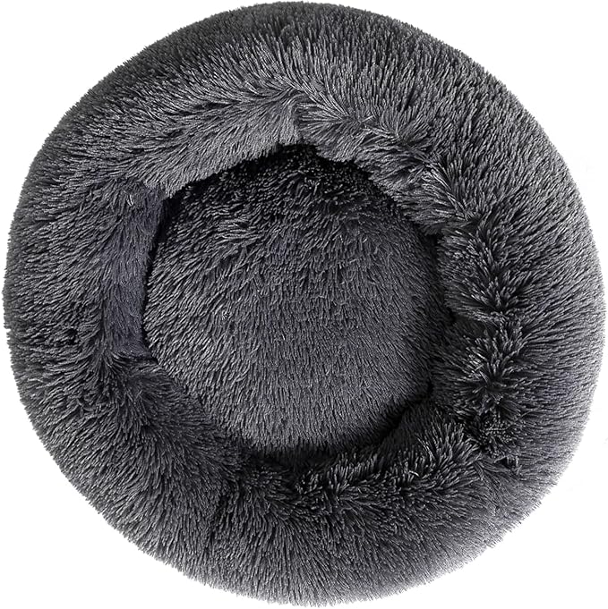 Super Soft Donut Cat Bed and Dog Bed Round Plush Pet Cushion Fluffy Rabbit Cave by Fhodigogo