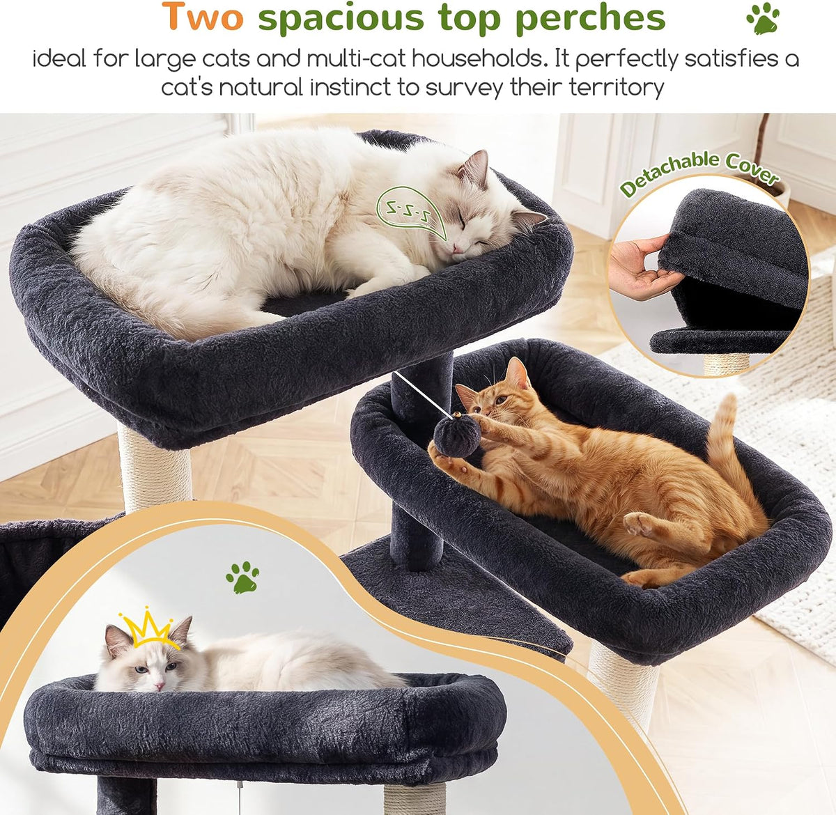 Globlazer 79in Heavy Duty Cat Tree for Large Cats, S79, Dark Grey