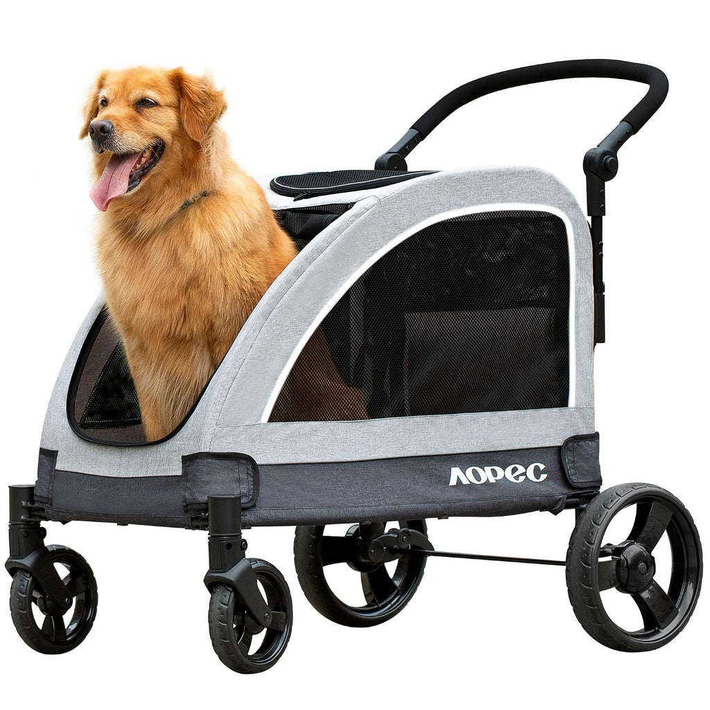 Dog Stroller for Large & Medium Dogs, Dual Entry, 160 lbs Capacity, Gray