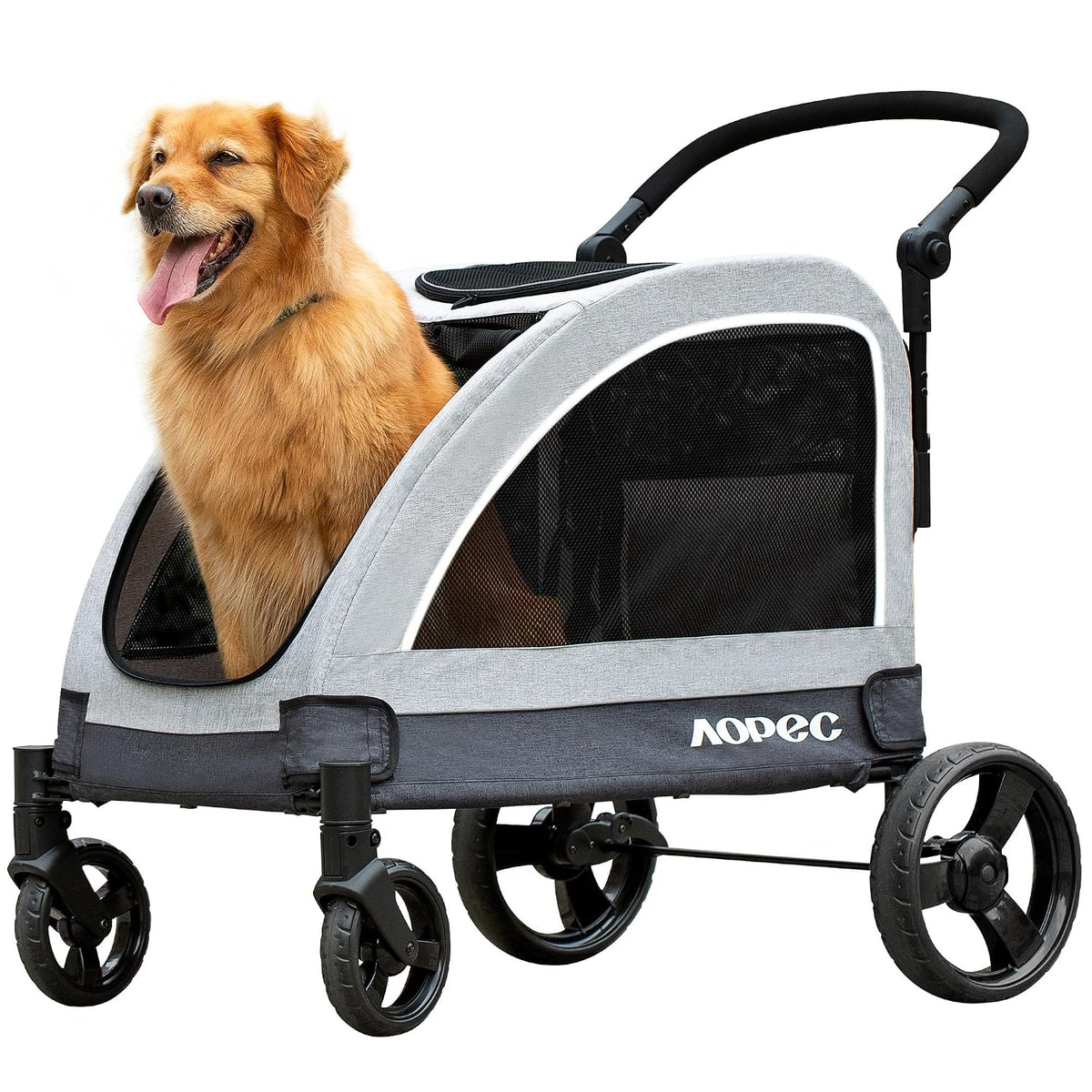 Dog Stroller for Large & Medium Dogs, Dual Entry, 160 lbs Capacity, Gray